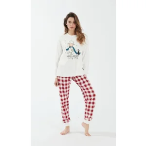 Happy People Dames pyjama: Interlock, Schaap in de sneeuw HAP.124
