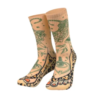 Sokken - Getatoeëerde voeten in panterprint sandalen - Silly socks - nr.06