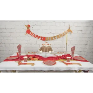 Teckel - guirlande - slinger - verjaardagslinger - hond - happy birthday slinger - feestdecoratie - verjaardag - verjaardagsfeestje - 2 meter - 24,5cm hoog - teckel slinger