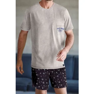 Janira Men Heren Pyjama: Palm Beach, Grey, korte mouw ( JAN.281 )
