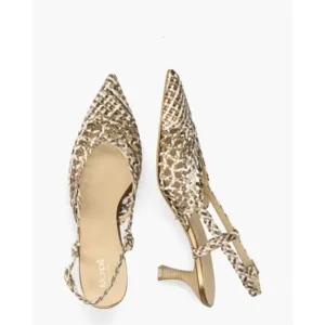 Maripé Lavanda Bruin/Wit/Goud Dames Slingbackpumps