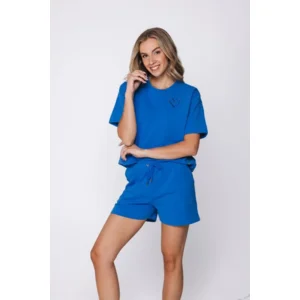 Pastunette dames pyjama / Home Wear: Blauw, t-shirt + short ( PAS.160 )