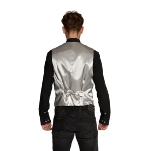 Gilet & vlinderstrik - Disco - Zilver - Glanzend - XL