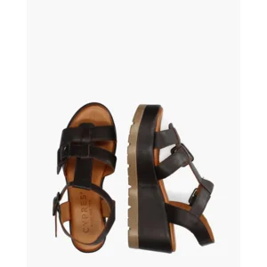 Cypres Zyla Donkerbruin Dames Plateausandalen