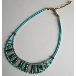 Fantasiejuweel ketting turquoise/brons