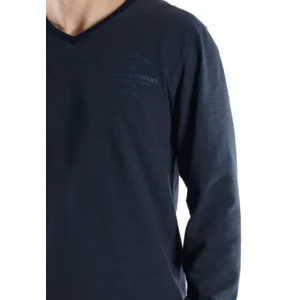 Tom Tailor Pyjama Heren: Blauw, licht gestreept, 100% Katoen ( TOM.44 )