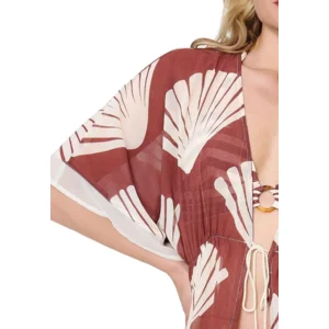 Lingadore Summer Stripes kimono in bruin en wit