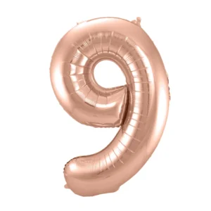 Folieballon - Cijfer - 9 - Rosé goud - 86cm - Zonder vulling