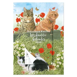 Week notitiekalender - 2024 - Op schild - Franciens katten - Klaproos  - 21x34cm