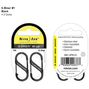 Nite Ize S-Biner Size #1 Zwart Karabijnhaak 2 Stuks SB1-2PK-01