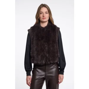 Rino & Pelle bodywarmer: Alvita, Peated ( Bruin ) kleur, bont ( RINO.114 )