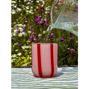 Maegen Drinkglas Strepen Roze Rood Atina