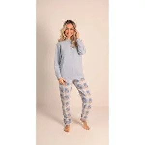 Gary Dames pyjama: Punto Milano ( warm ), Blauw ( GARY.120 )