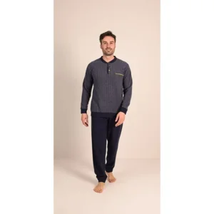 Gary Pyjama Heren: Blauw, Punto milano ( zeer warm ) ( GARY.123 )