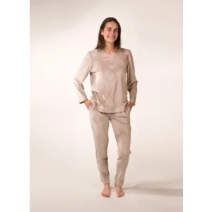 Perlina Sienna velours pyjama in beige
