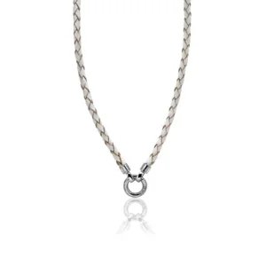 Zinzi Lederen Ketting wit ZIC730W45