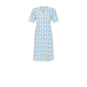 Ringella Nachthemd Dames: Blauw / Ecru, Lengte 100cm ( RIN.613 )