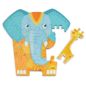 Puzzel - 2 in 1 - Olifant - Hout - 12dlg - 3+