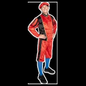 Piet - Kostuum - Rood, zwart - Velours - XXL