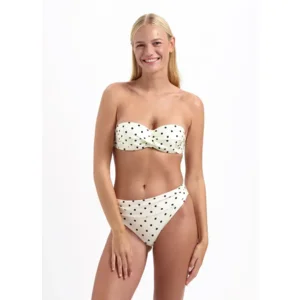 Cyell On Point strapless bikini in ivoor met zwarte polkadots