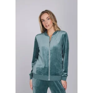 Pastunette Homewear Dames: Dark Green, Met rits, Velours ( 100018 )