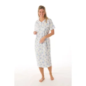 Perlina Nachthemd Dames: Bloem, Lengte 115cm ( LINA.135 )