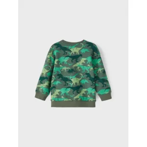 Name it Jongens Kinderkleding Groene Sweater Dino's Telle Duck Green