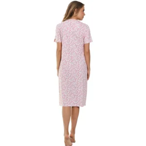 Pastunette Dames nachthemd: Pink, Korte mouw, 115cm, tot maat 58 ( PAS.103 )