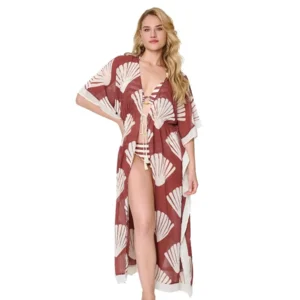 Lingadore Summer Stripes kimono in bruin en wit