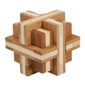 Puzzel - IQ puzzel - Bamboe - Dubbel kruis - 8.7x7.0x8.7cm