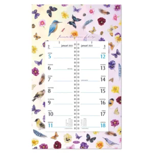 Week omlegkalender - 2025 - Op schild - Janneke Brinkman - Violen en vogels - 21x34cm