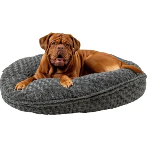 Jack and Vanilla puff COAL hondenkussen 70cm ronde hondenmand, Grijze mand voor uw hond of kat
