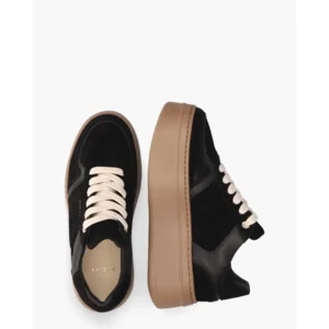 Nubikk Bayou Platform Zwarte/Bruine Damessneakers