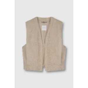 Rino & Pelle Bodywarmer: teddy stof Stone kleur, Jamila ( RINO.23 )