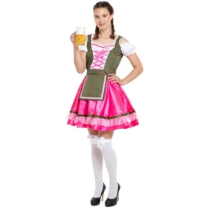 Kostuum - Jurk - Tirol - Oktoberfest - Roze & groen - S/M