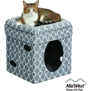 Midwest Curious Cat Cube champignon kattenhuis 38x38x42cm