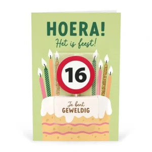 Kaart - Taartkaarsje - 16 jaar