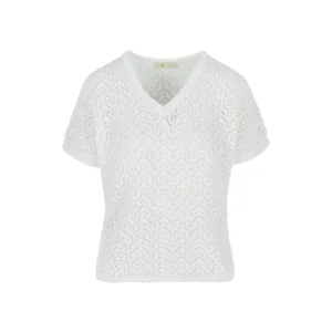Punto One Gebreide shirt in Ajour, Wit ( ONE.32 )