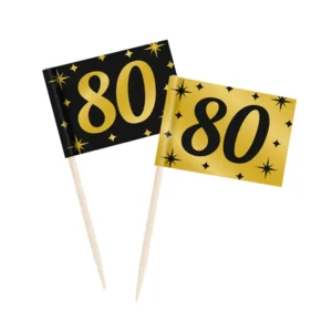 Prikkertjes - 80 jaar - Goud, zwart - 50st.