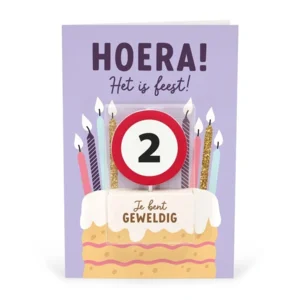Kaart - Taartkaarsje - 2 jaar