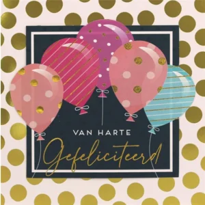Kaart - Van harte gefeliciteerd, ballonnen - Glitter & Glamour - SQE.3021