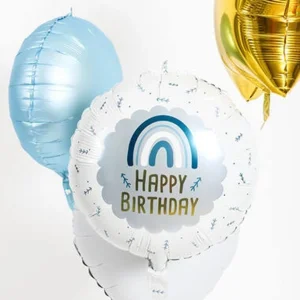 Folieballon - Happy birthday - Regenboog - Blauw - 45cm - Zonder vulling