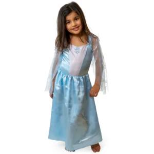 Kostuum - Jurk - Prinses - Sneeuwvlokje - Lichtblauw - mt.98/110