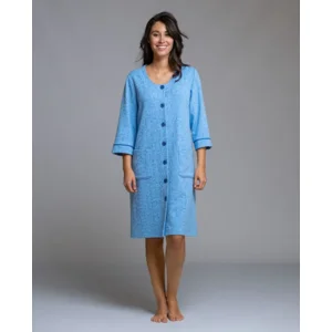 Egatex kamerjas met knopen: 3/4 mouw, Blauw ( EGA.525 )
