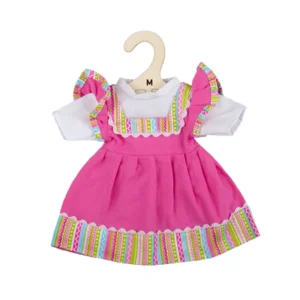 Poppenkleren - Jurk - Roze - Gestreepte rand - 30cm