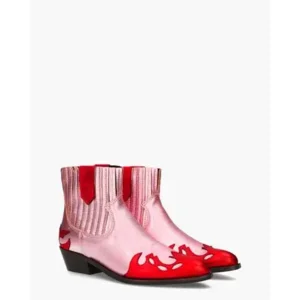 Dwrs Austin Metallic Roze/Red Dames Enkelboots