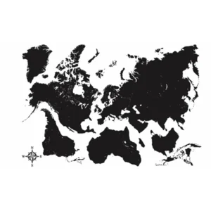 Wereldkaart muursticker zwart
