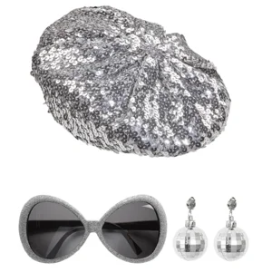 Disco accessoires verkleedset Babe - Zilveren disco verkleedset