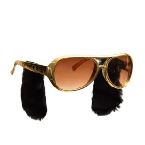 Bril - Elvis - Goud - Donker glas - Met bakkebaarden