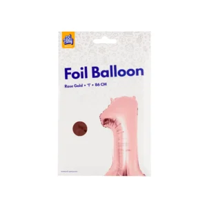 Folieballon - Cijfer - 1 - Roségoud - 86cm - Zonder vulling